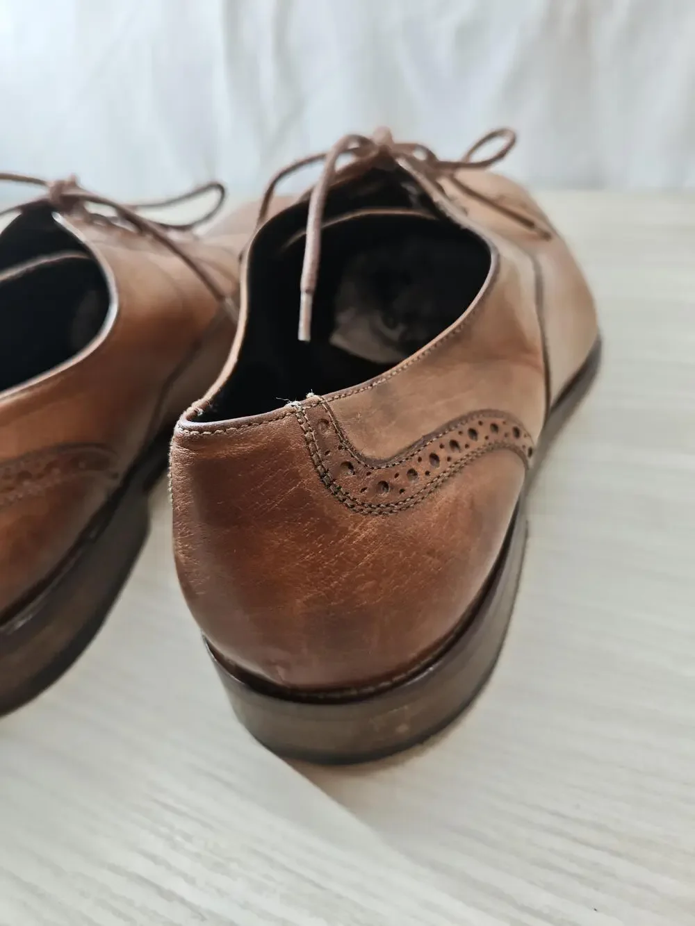 Johnston & Murphy Shoes Mens Size 12M Cap Toe Oxford Dress Handcrafted Made Ital